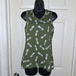 Coral bay pineapple print tank top small